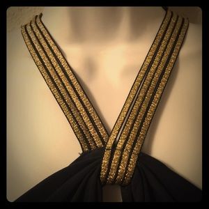 Navy Bisou Bisou dress with gold accents size 8